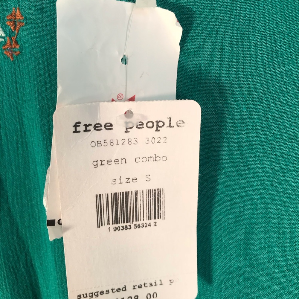 Free People NWT green combo Oxford Swing mini dres - Picture 7 of 8